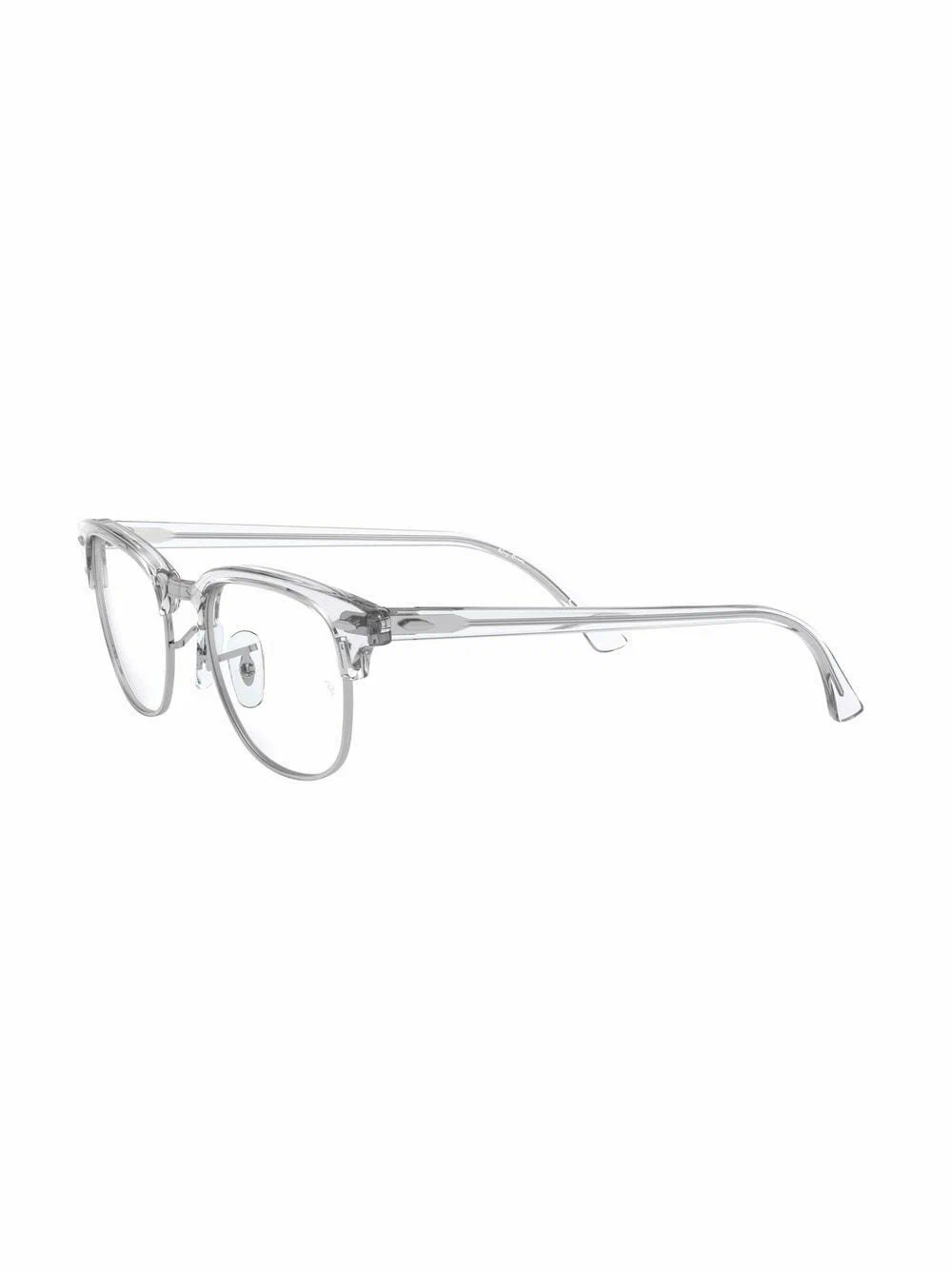 Ray-Ban - Прозрачные очки Clubmaster - Унисекс - 51 - Серебристый